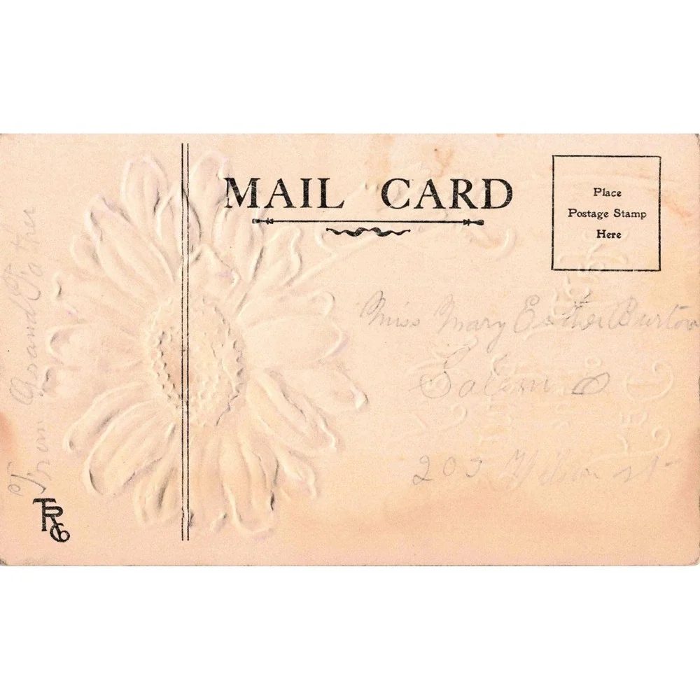 Antique Embossed Postcard Many Happy Returns of the Day Purple Flower A Burton